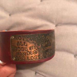 Not All Who Wander Are Lost leather bracelet.